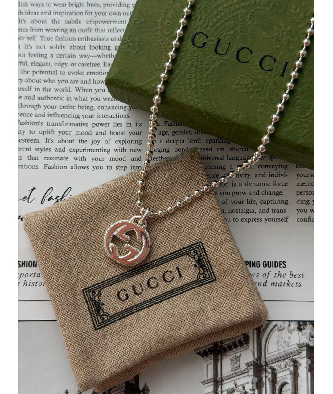 GUCCI Серебряное серебряное колье, фото 6