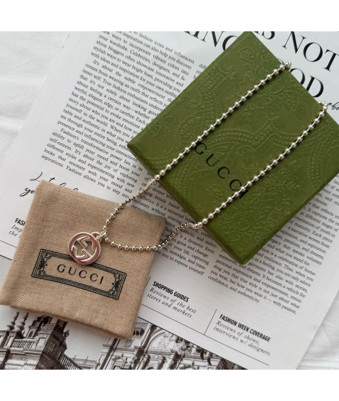 GUCCI Серебряное серебряное колье, фото 2