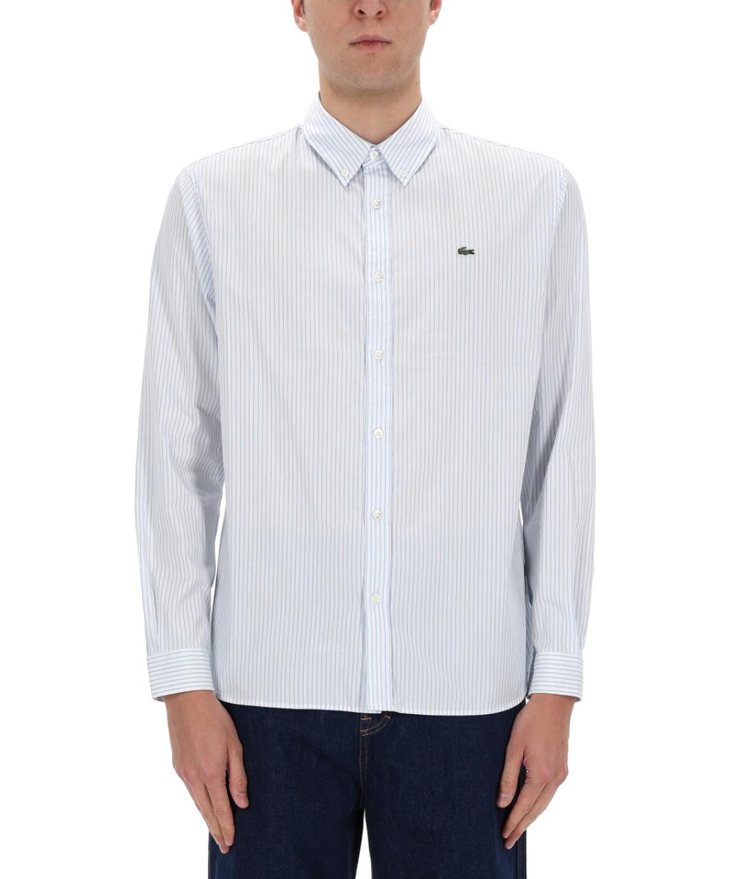 LACOSTE Голубая хлопковая кэжуал рубашка, фото 4