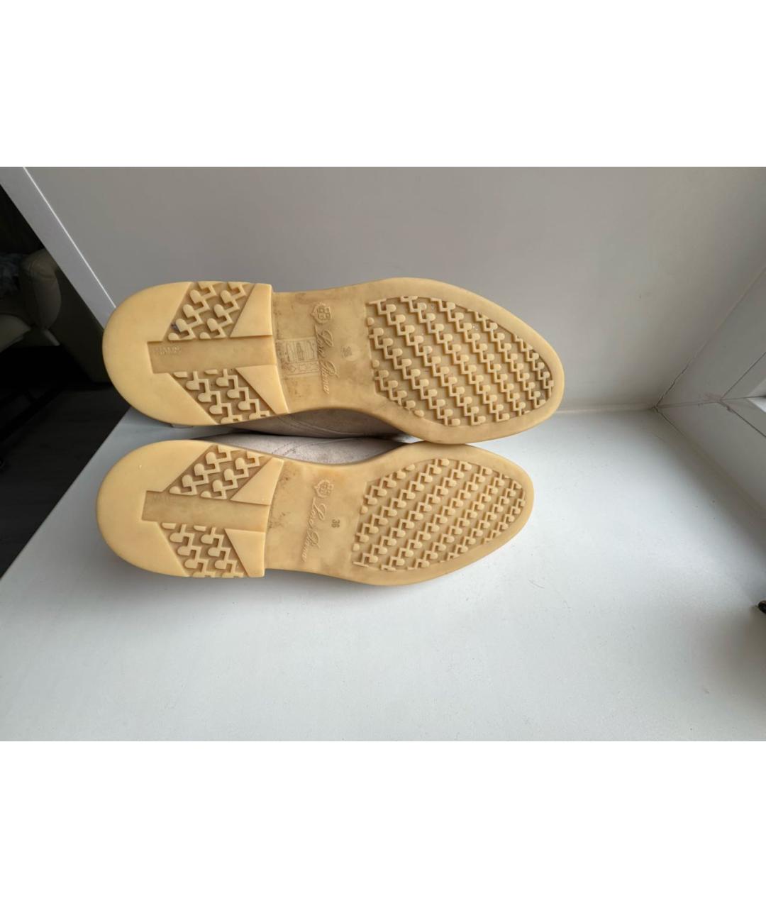 LORO PIANA Бежевые замшевые ботинки, фото 5