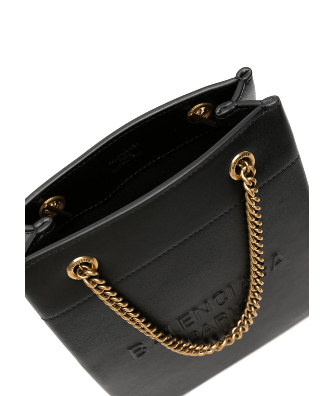 BALENCIAGA Черная кожаная сумка через плечо, фото 4