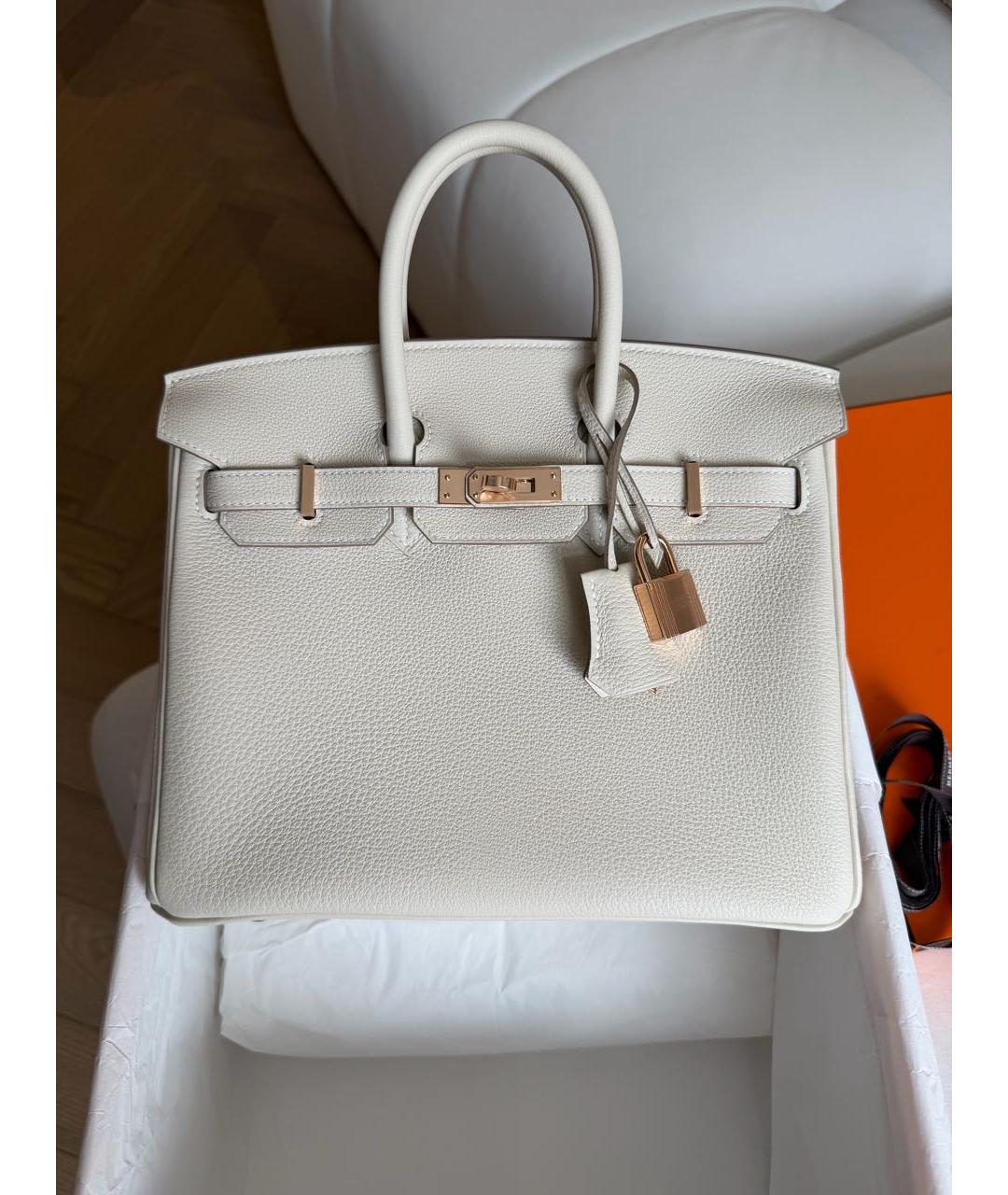 HERMES Бежевая кожаная сумка с короткими ручками, фото 2