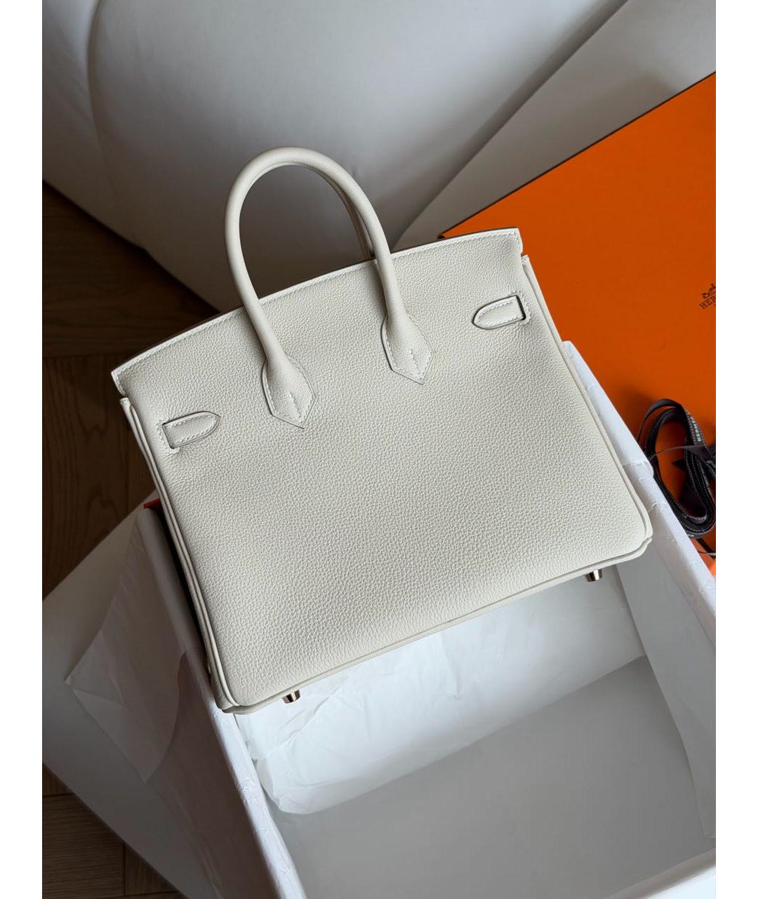 HERMES Бежевая кожаная сумка с короткими ручками, фото 6