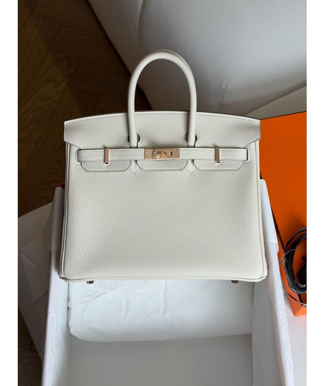 HERMES Бежевая кожаная сумка с короткими ручками, фото 7