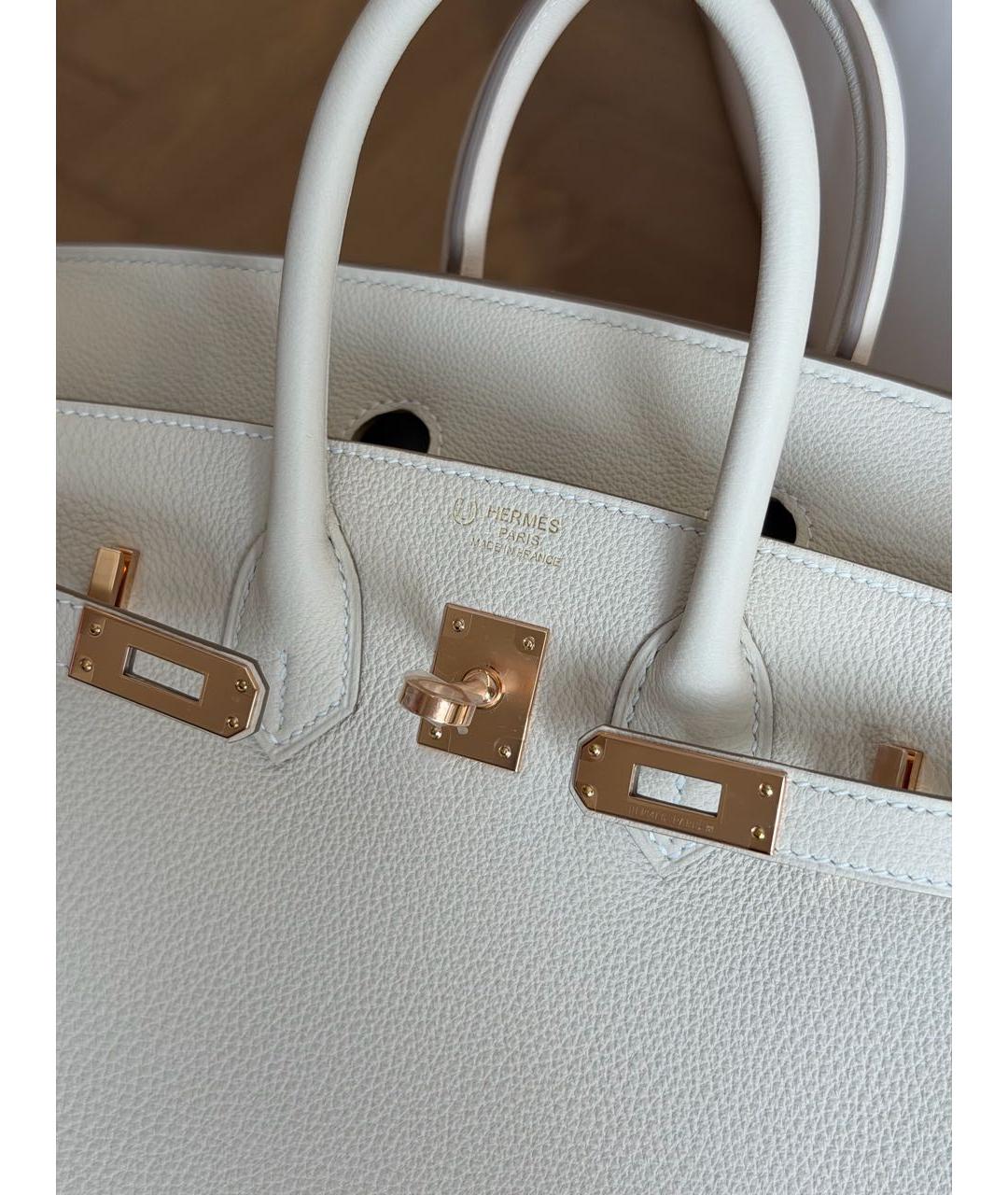HERMES Бежевая кожаная сумка с короткими ручками, фото 4