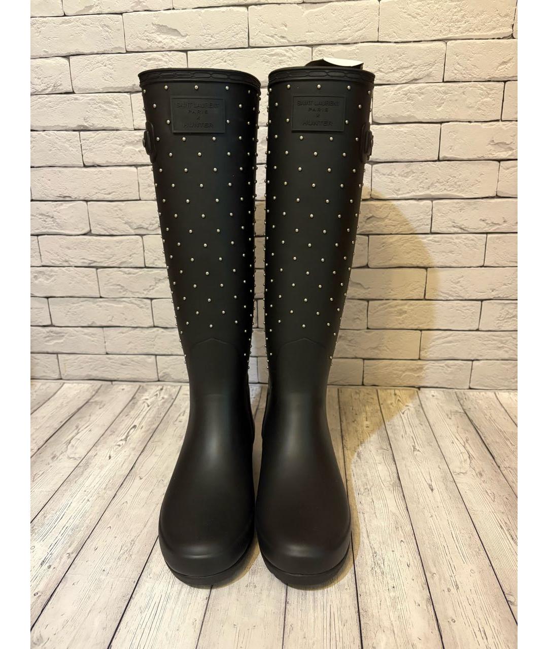 SAINT LAURENT Черные резиновые сапоги, фото 2