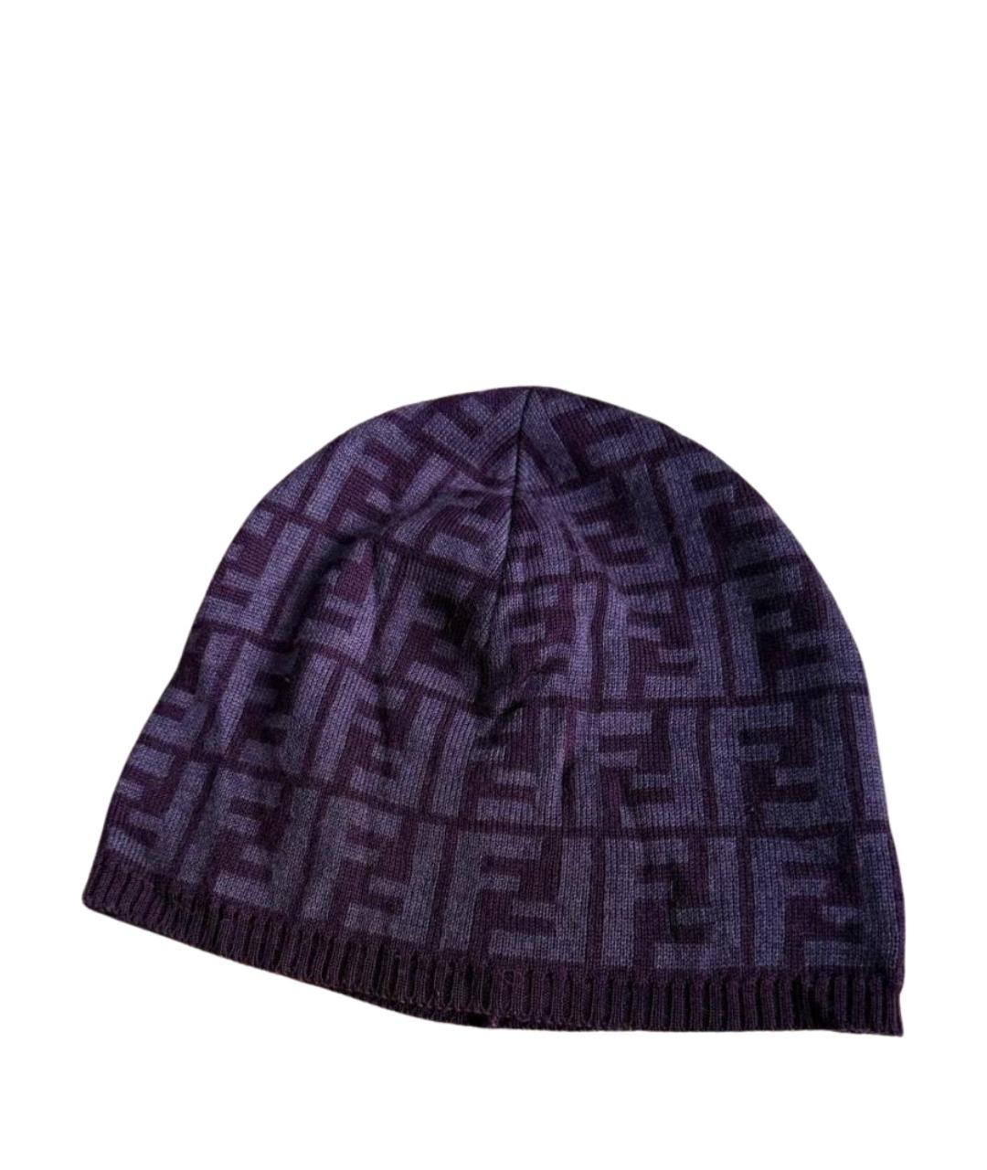 FENDI Фиолетовая шерстяная шапка, фото 1