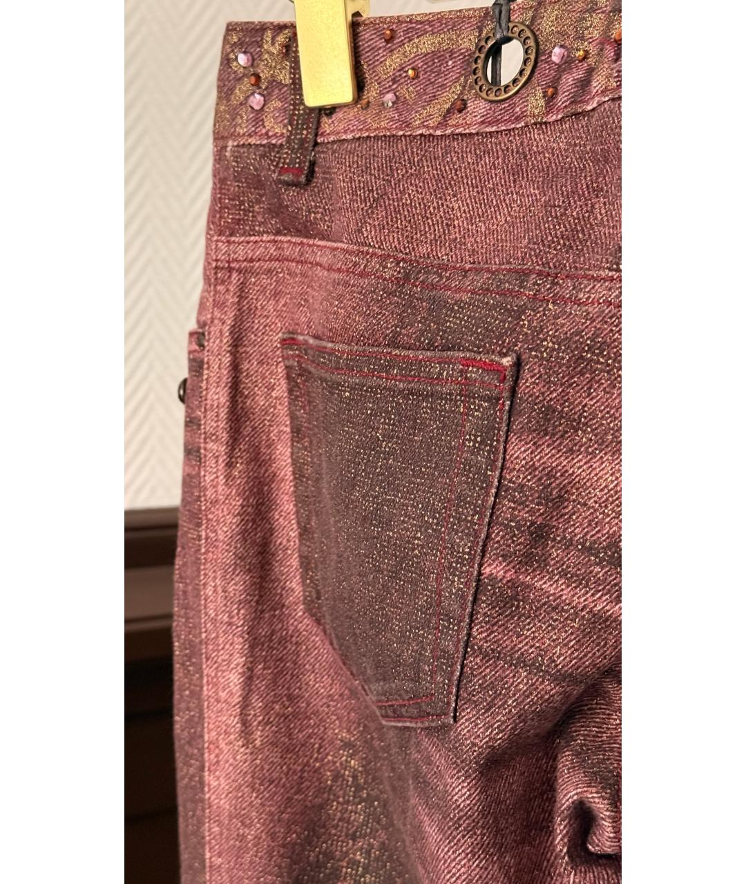 JUST CAVALLI Розовые хлопковые прямые джинсы, фото 4