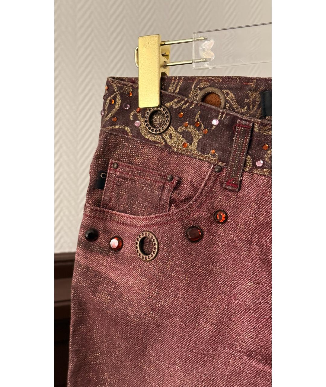 JUST CAVALLI Розовые хлопковые прямые джинсы, фото 5