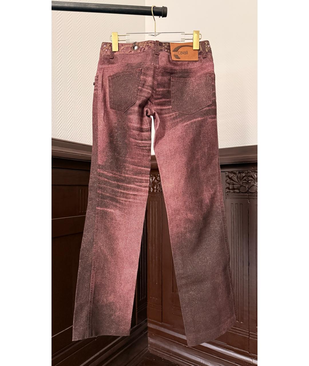 JUST CAVALLI Розовые хлопковые прямые джинсы, фото 2