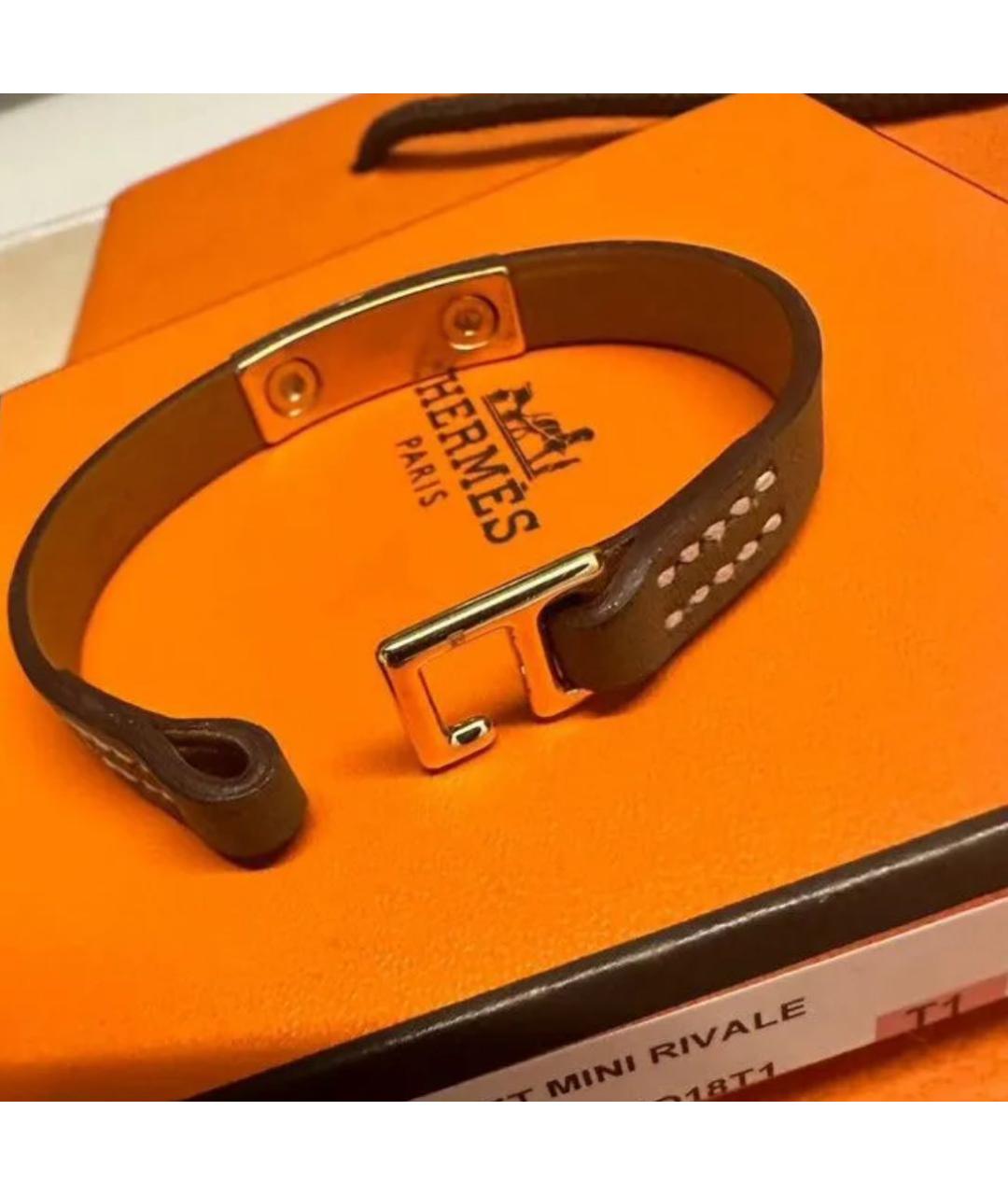 HERMES Коричневый кожаный браслет, фото 5