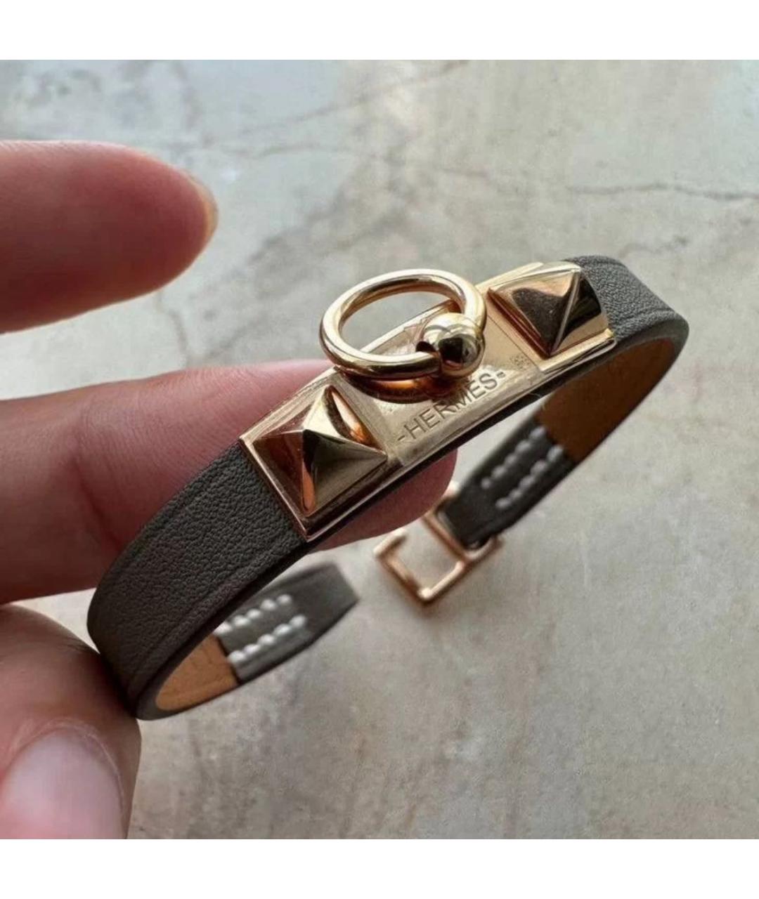 HERMES Коричневый кожаный браслет, фото 3