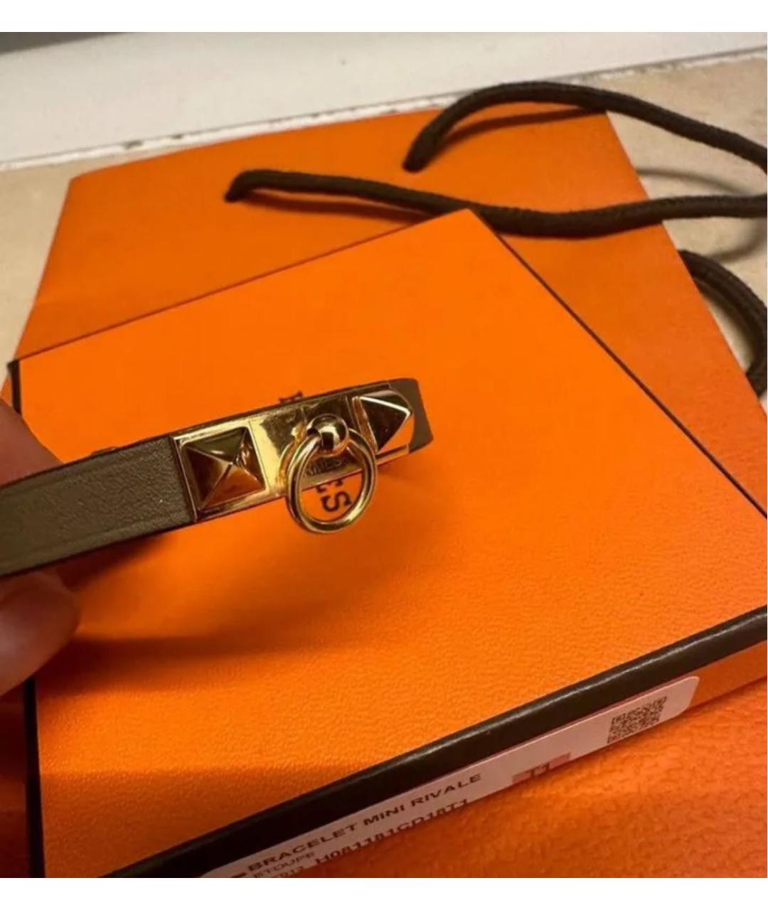 HERMES Коричневый кожаный браслет, фото 4