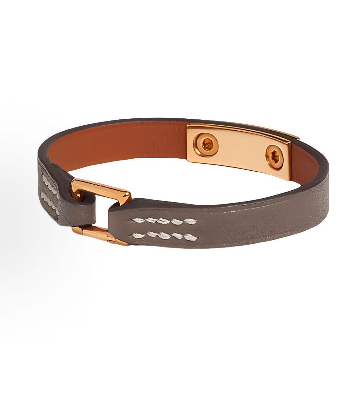 HERMES Коричневый кожаный браслет, фото 6