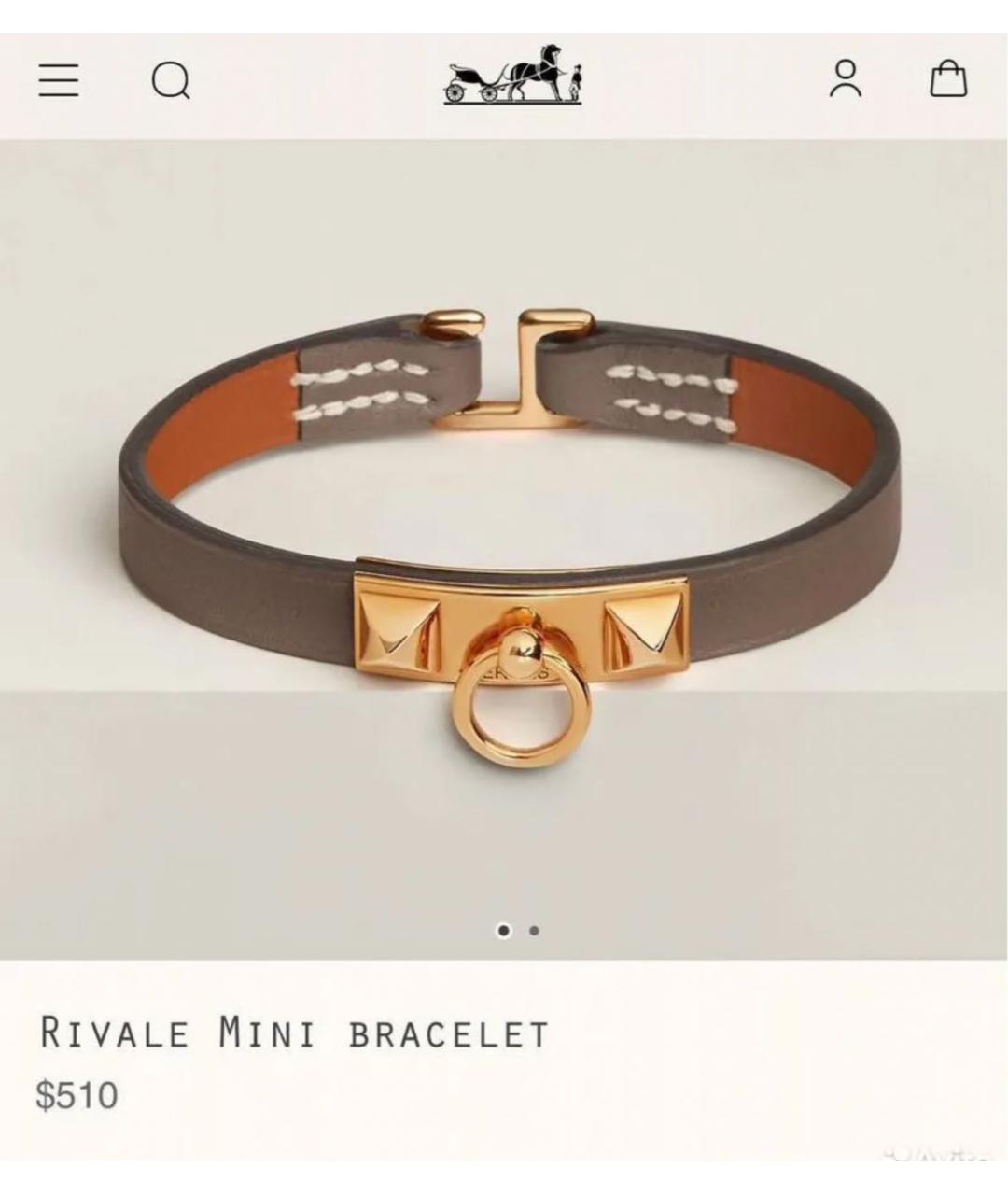 HERMES Коричневый кожаный браслет, фото 2