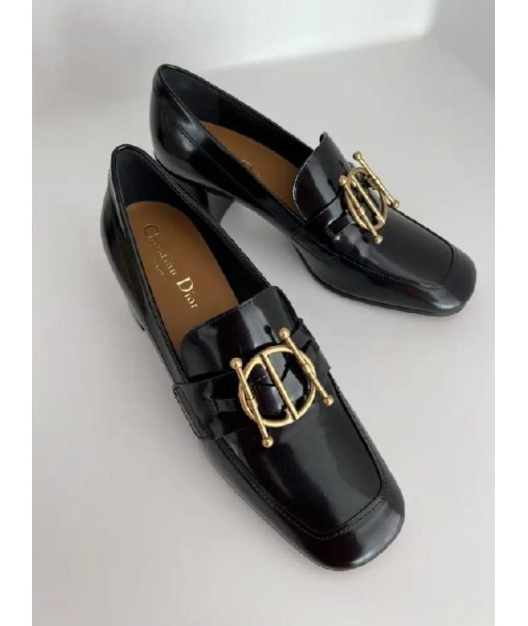 CHRISTIAN DIOR Черные кожаные лоферы, фото 5