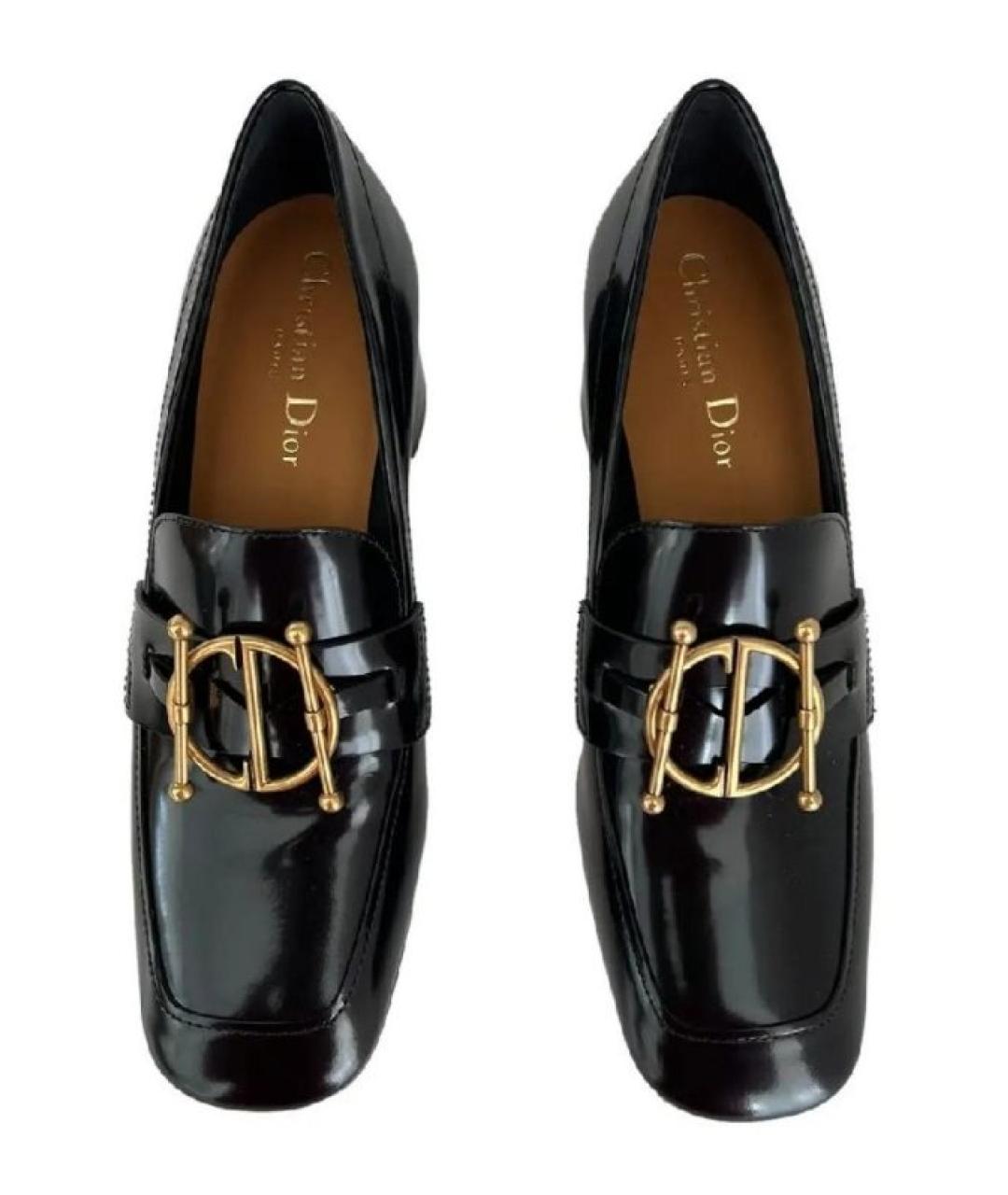 CHRISTIAN DIOR Черные кожаные лоферы, фото 3