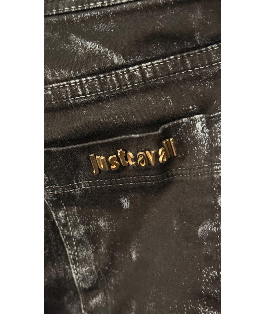 JUST CAVALLI Черные хлопковые прямые джинсы, фото 3