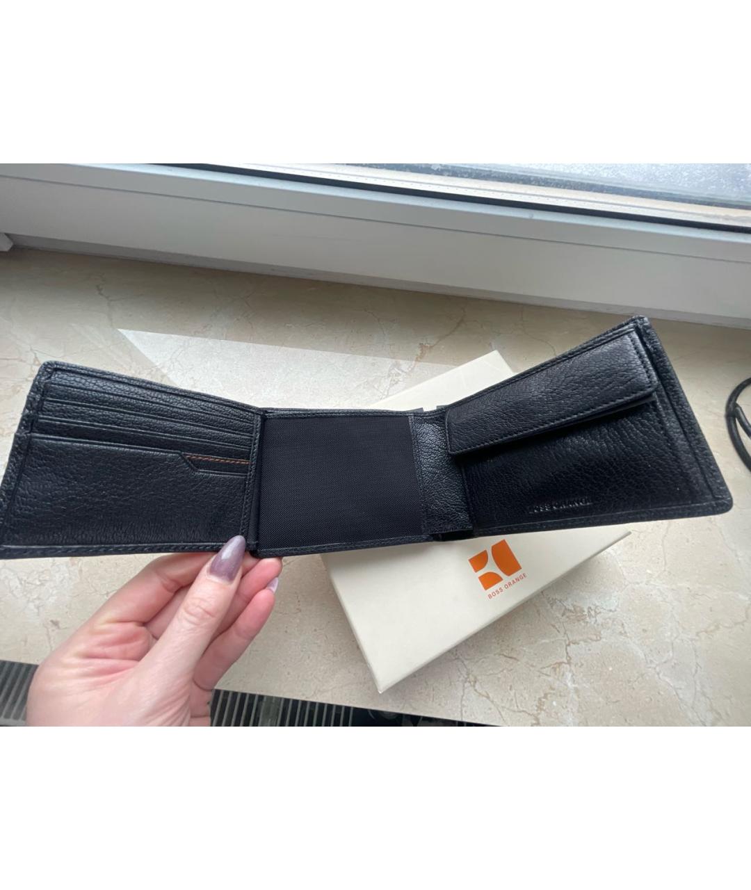 HUGO BOSS Черный кожаный кошелек, фото 3