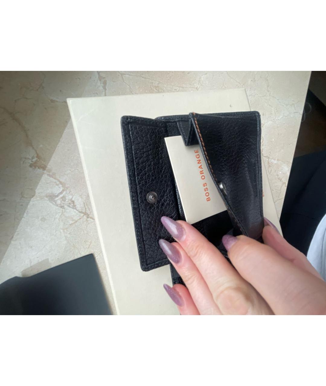 HUGO BOSS Черный кожаный кошелек, фото 5