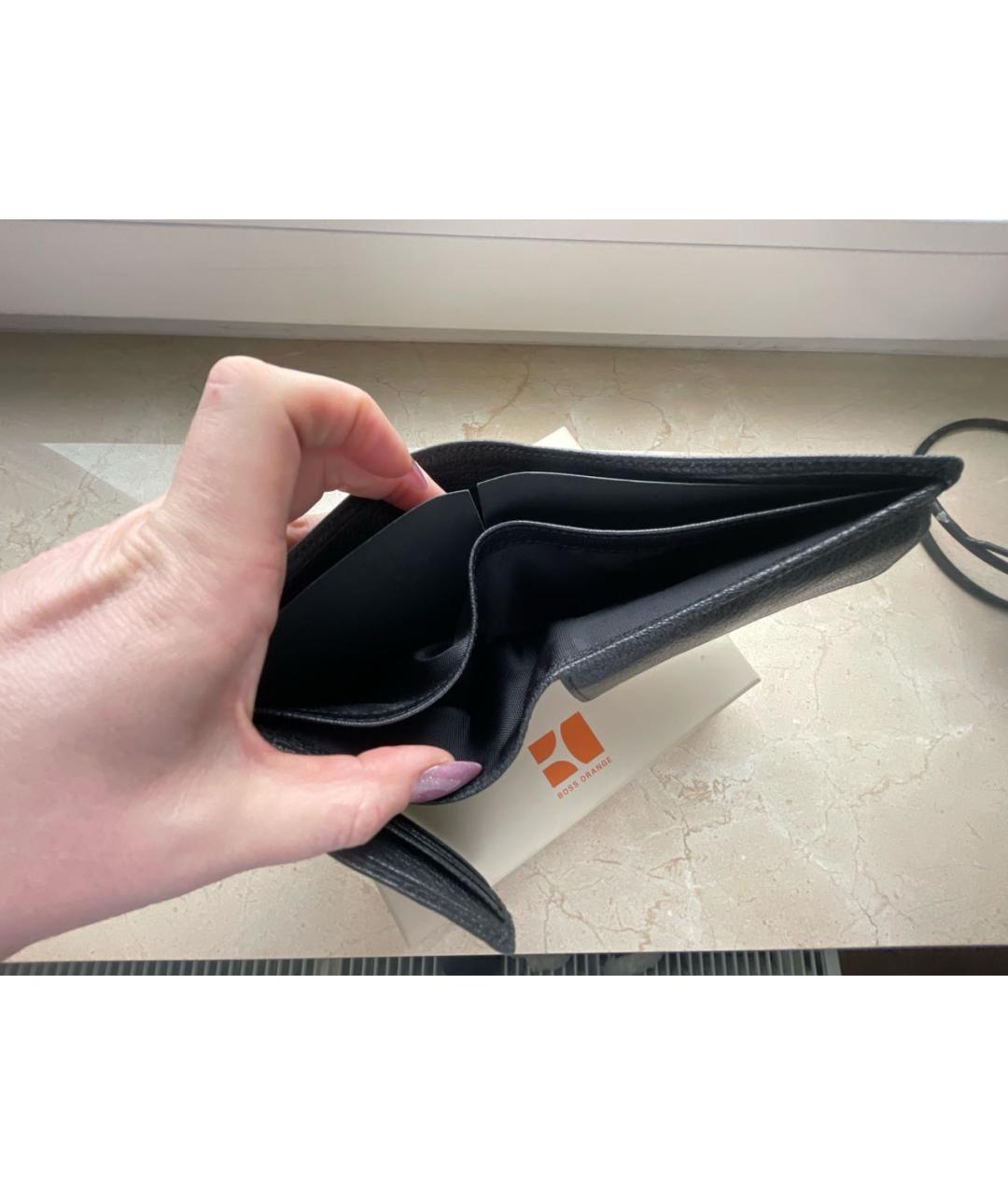 HUGO BOSS Черный кожаный кошелек, фото 4