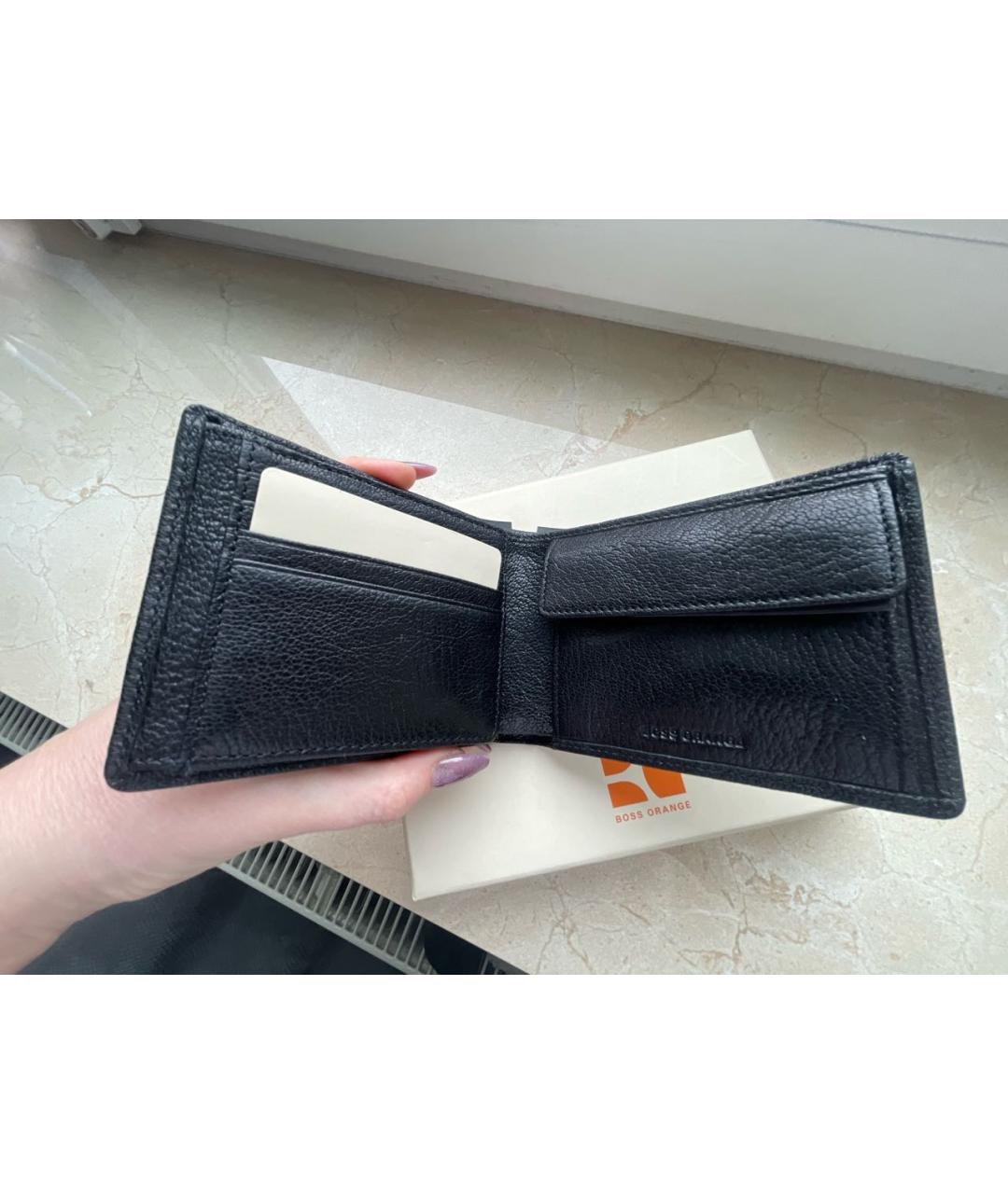 HUGO BOSS Черный кожаный кошелек, фото 2