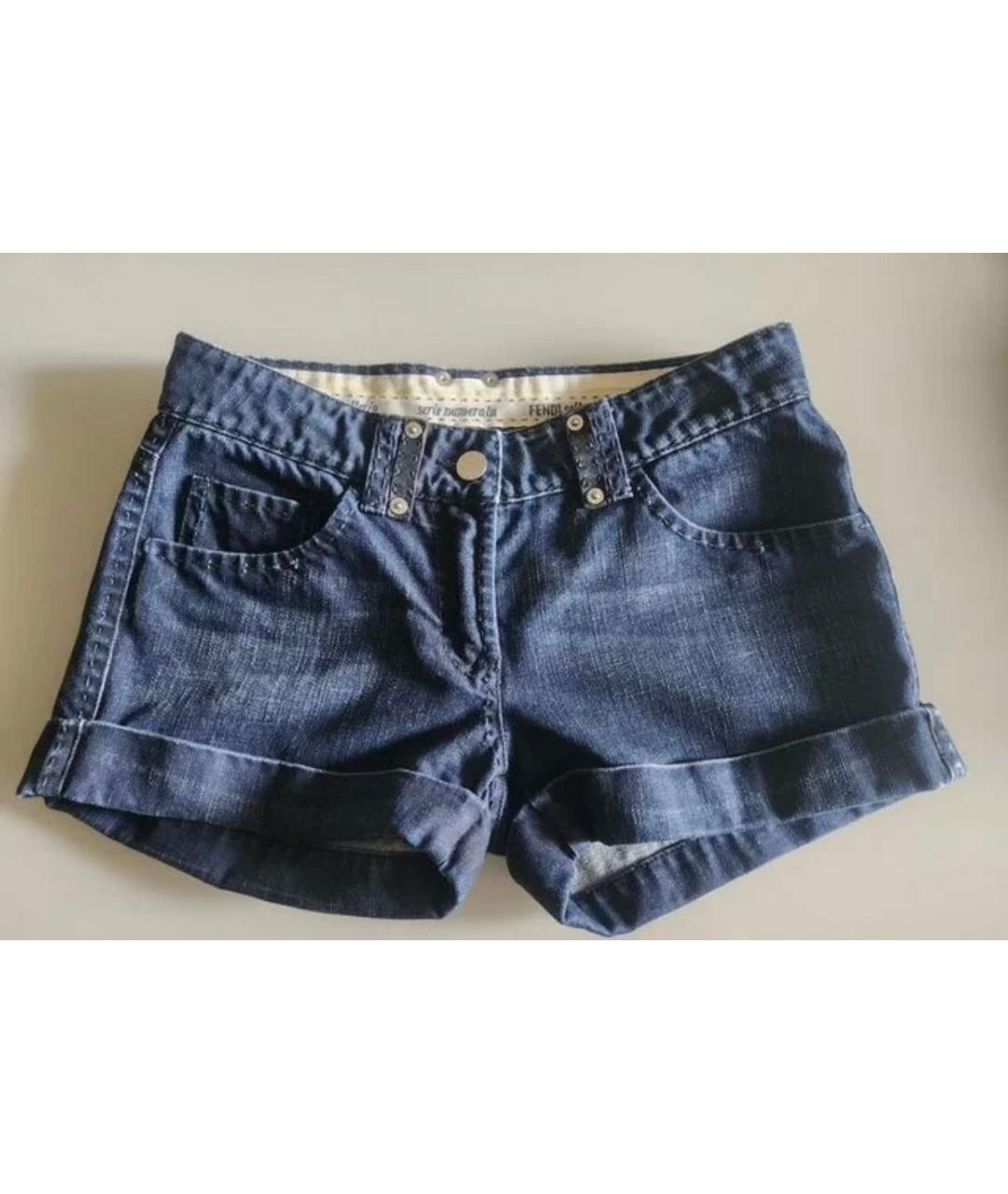FENDI Темно-синие хлопковые шорты, фото 8