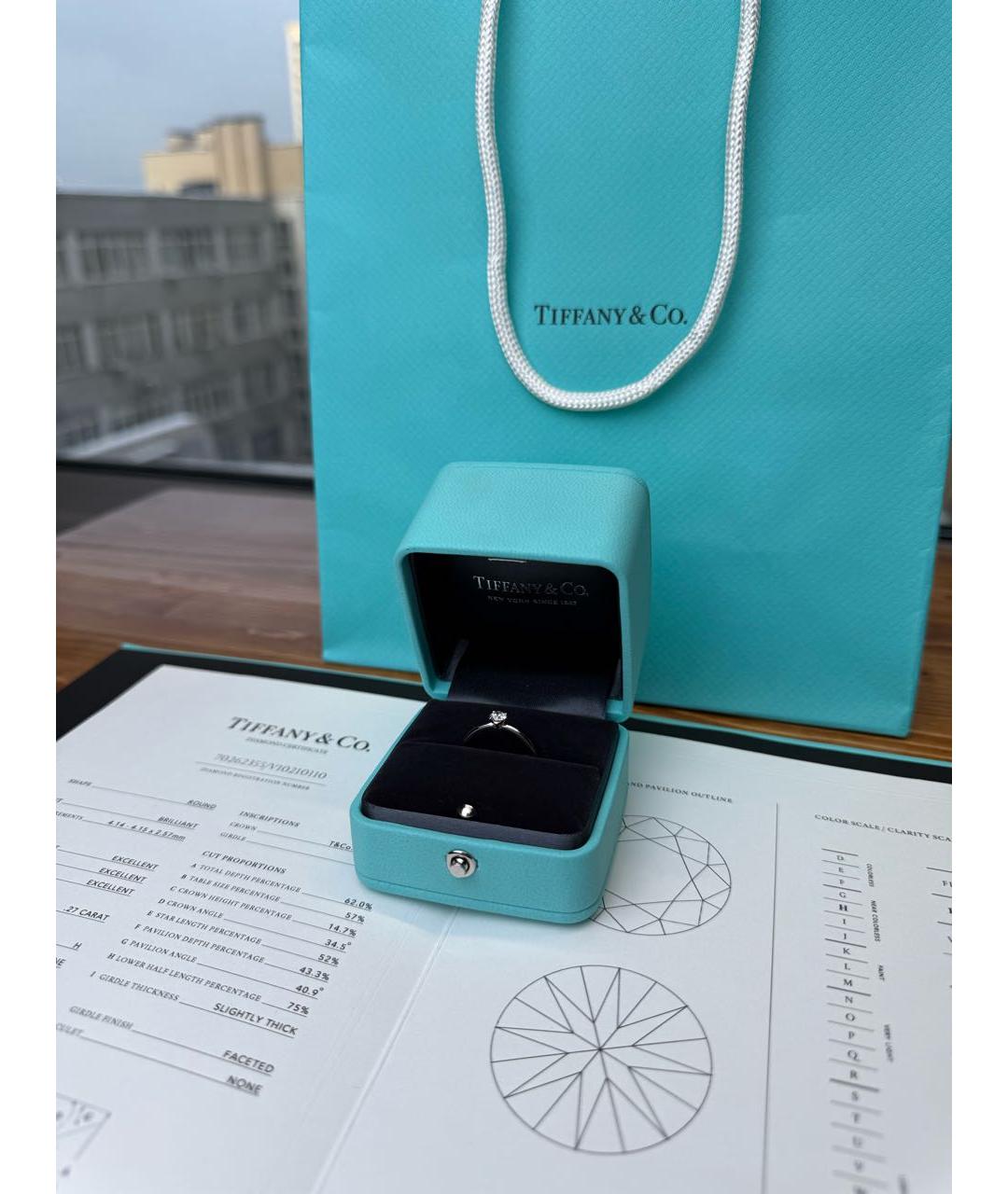 TIFFANY&CO Белое платиновое кольцо, фото 6