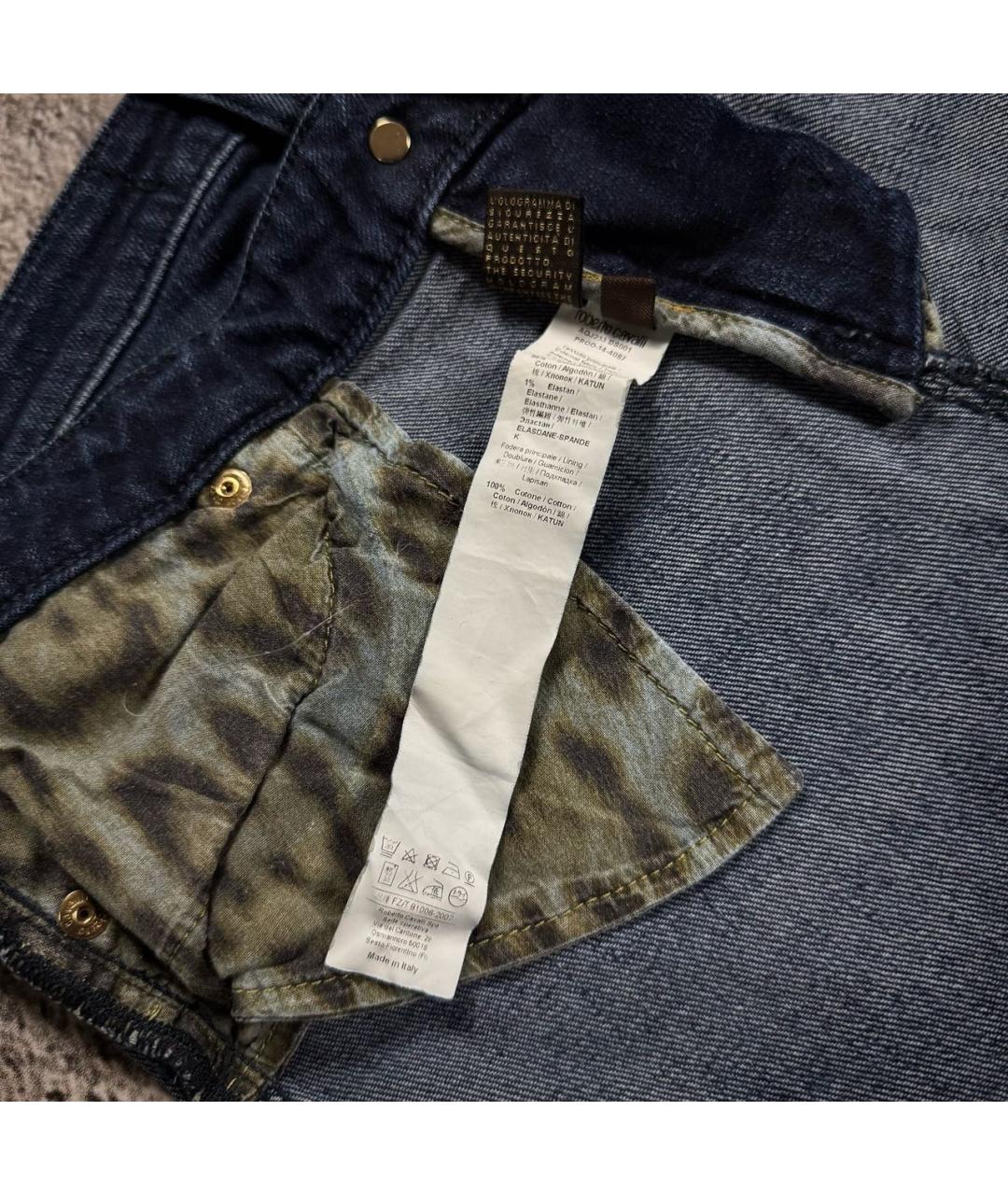 ROBERTO CAVALLI Синие хлопко-эластановые джинсы, фото 6