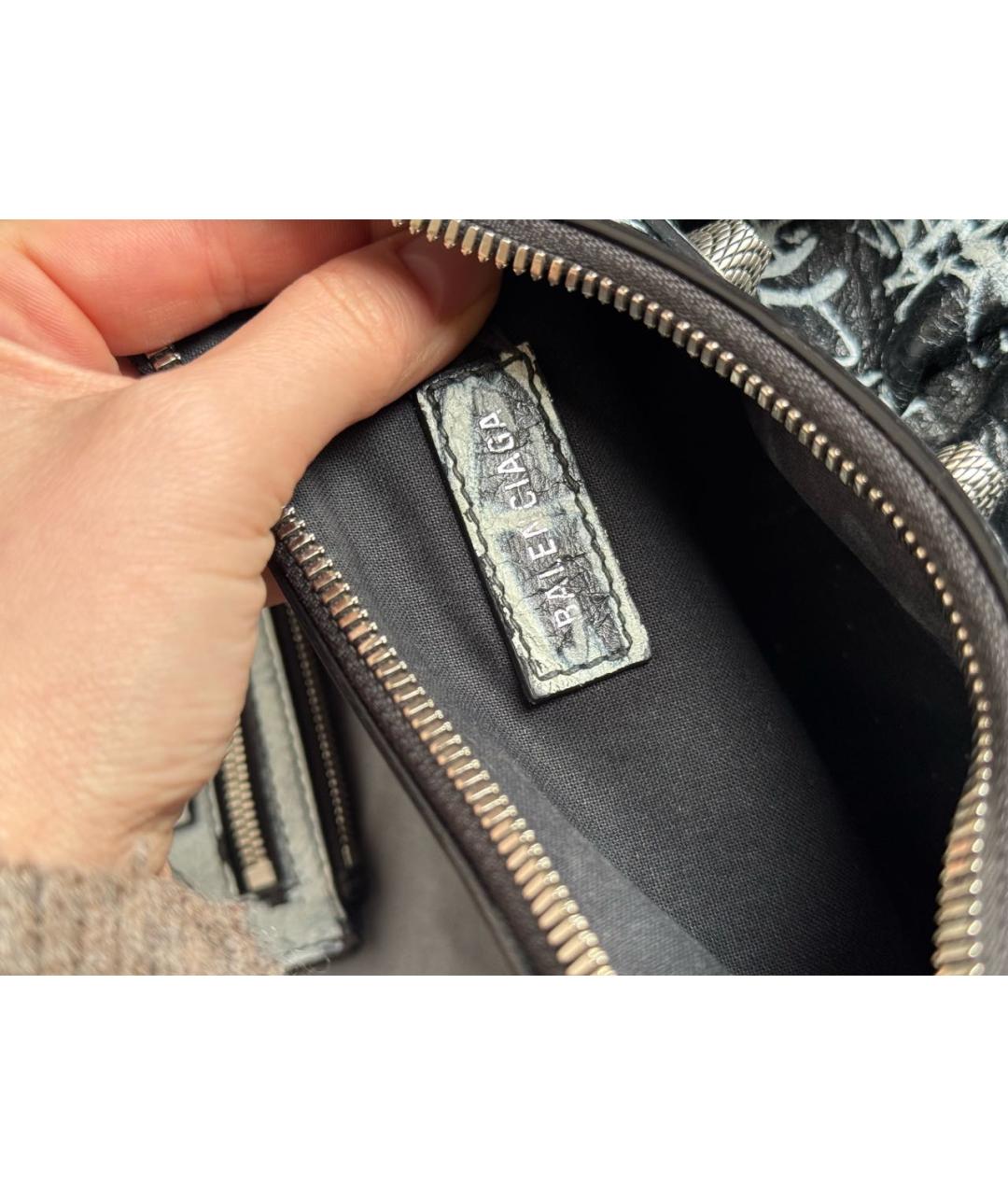 BALENCIAGA Черная кожаная сумка через плечо, фото 6