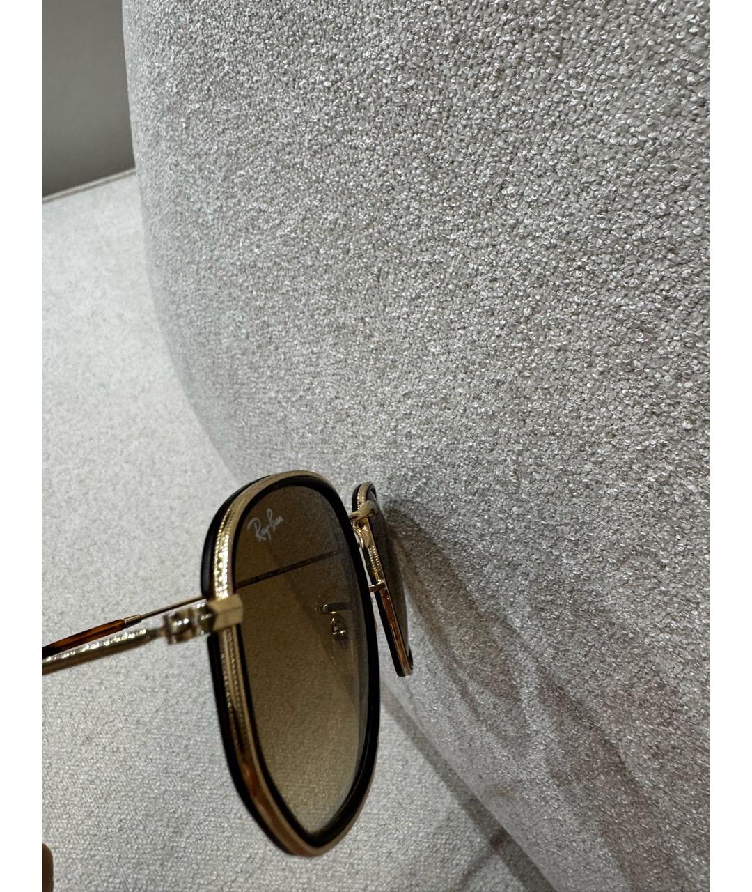 RAY BAN Коричневые металлические солнцезащитные очки, фото 3