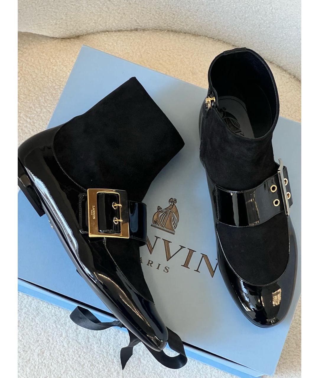 LANVIN Черные кожаные ботильоны, фото 3