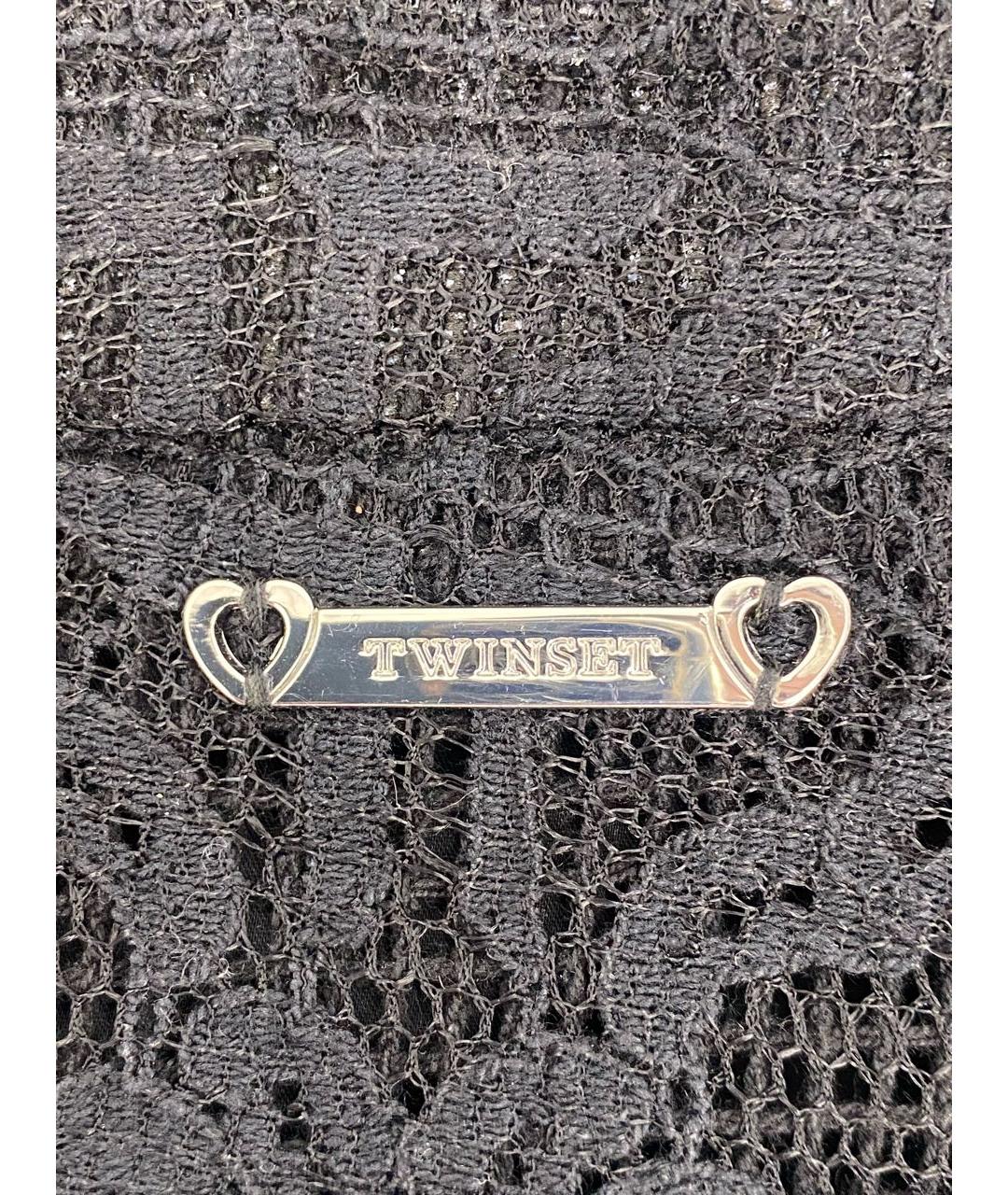 TWIN-SET Черные полиэстеровые прямые брюки, фото 3