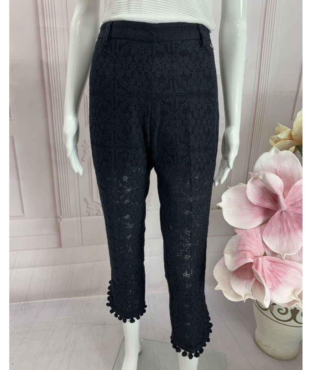 TWIN-SET Черные полиэстеровые прямые брюки, фото 4