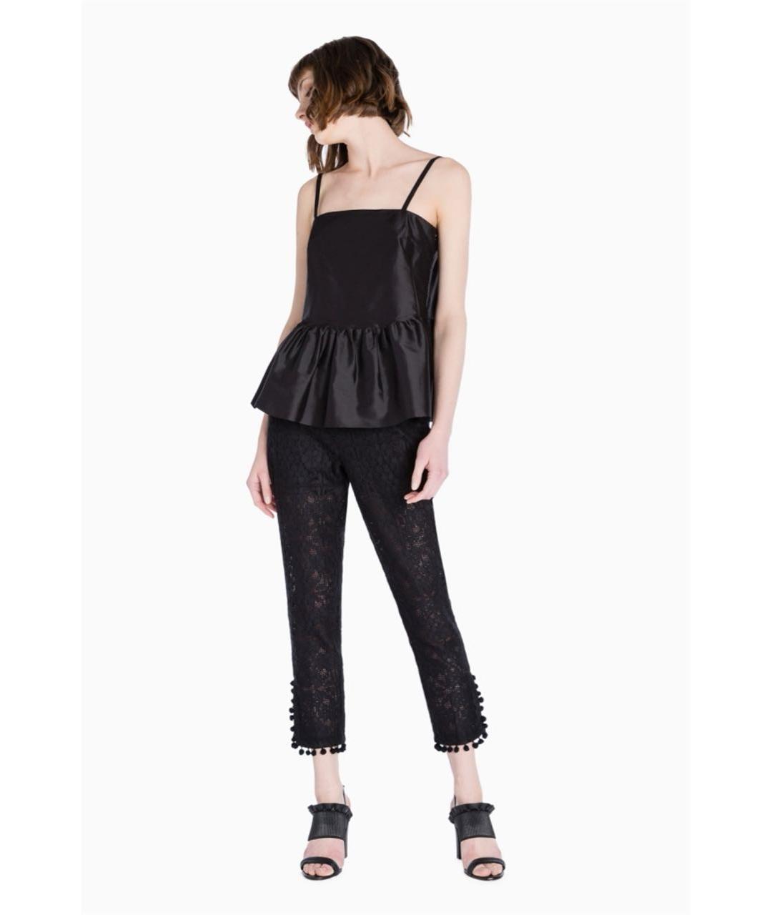 TWIN-SET Черные полиэстеровые прямые брюки, фото 6