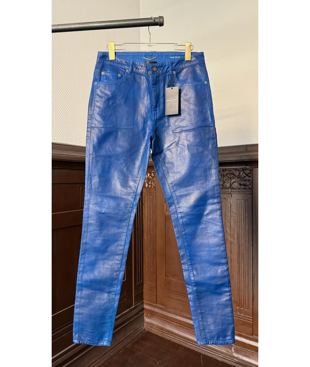 SAINT LAURENT Синие хлопковые прямые джинсы, фото 8