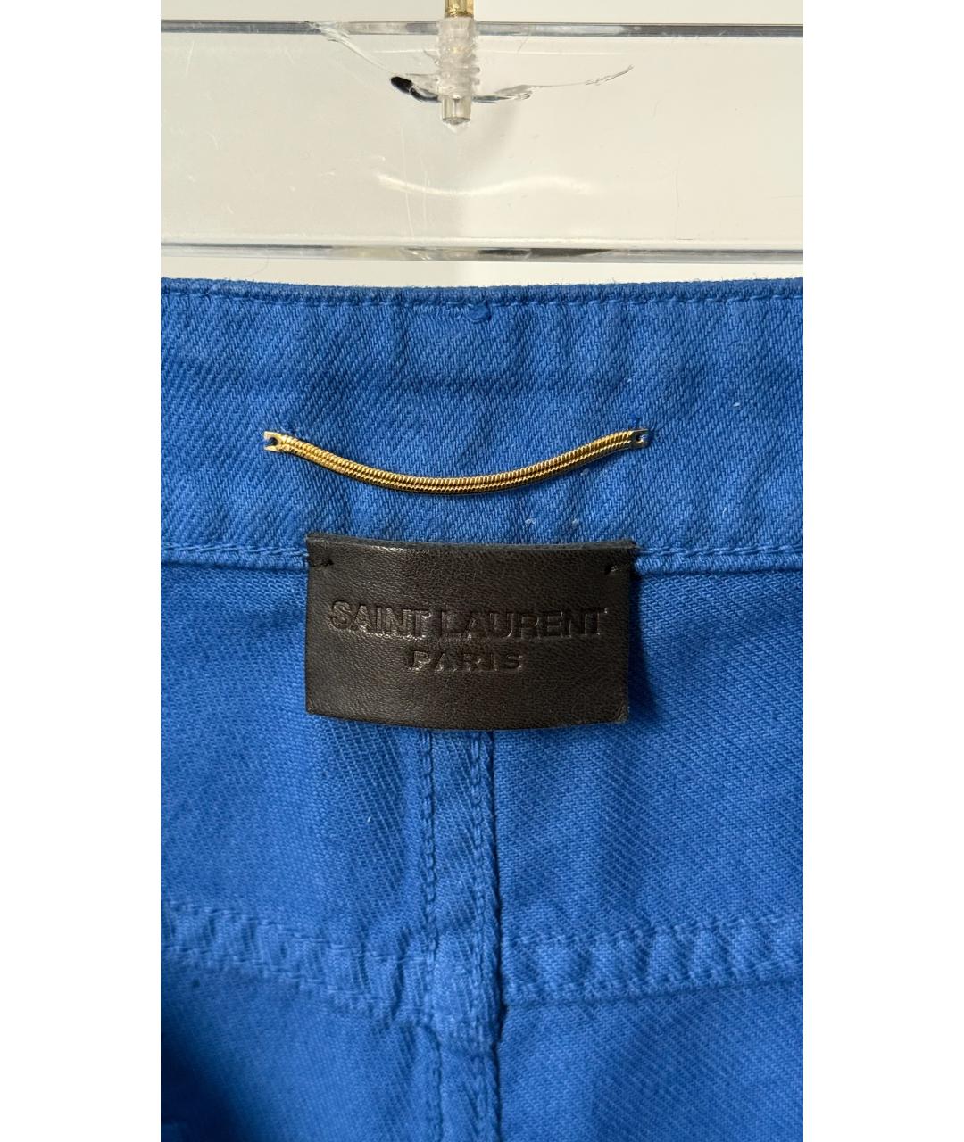 SAINT LAURENT Синие хлопковые прямые джинсы, фото 7