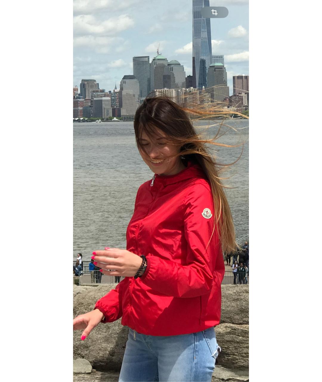 MONCLER Красная полиэстеровая куртка, фото 7