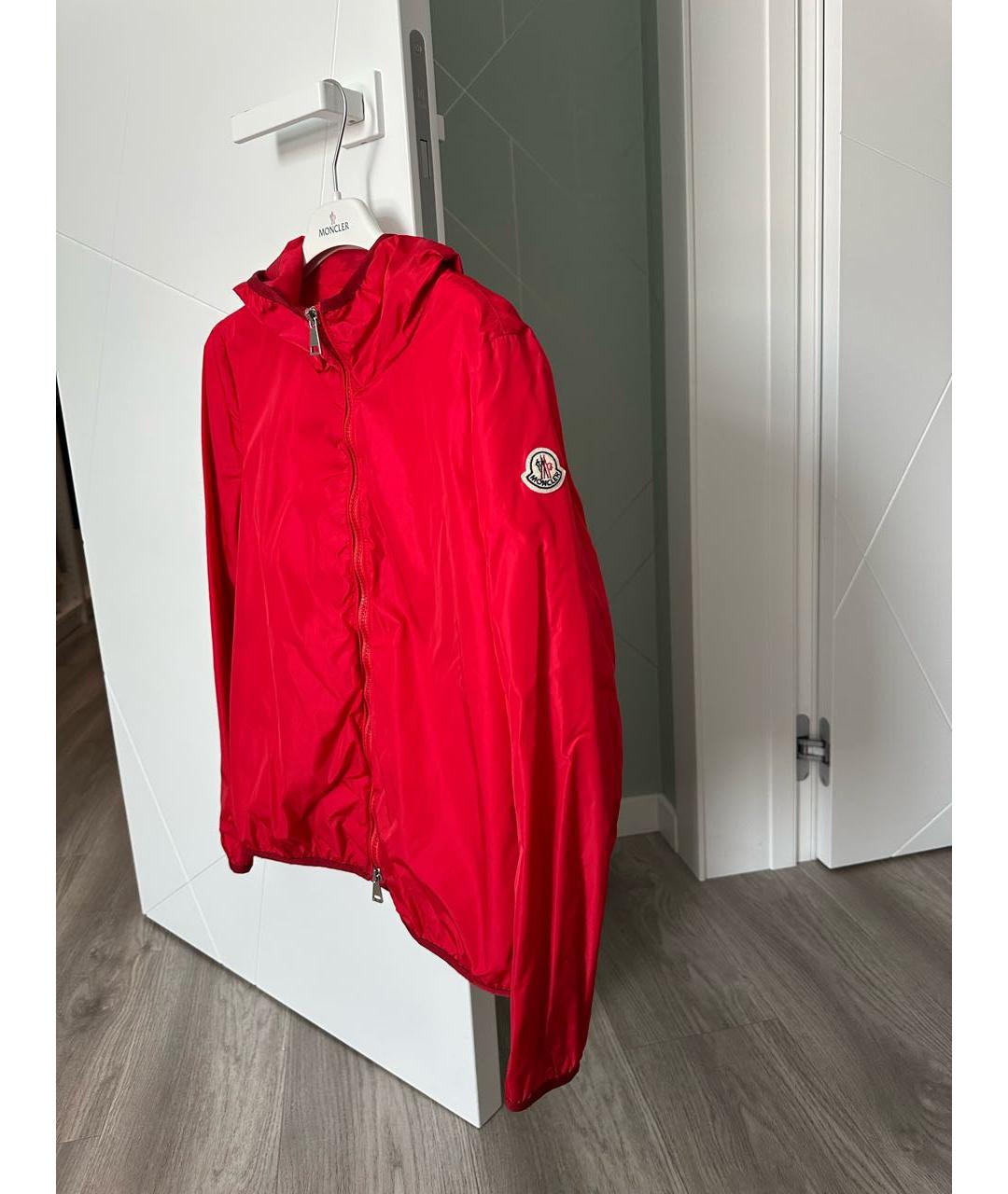 MONCLER Красная полиэстеровая куртка, фото 4