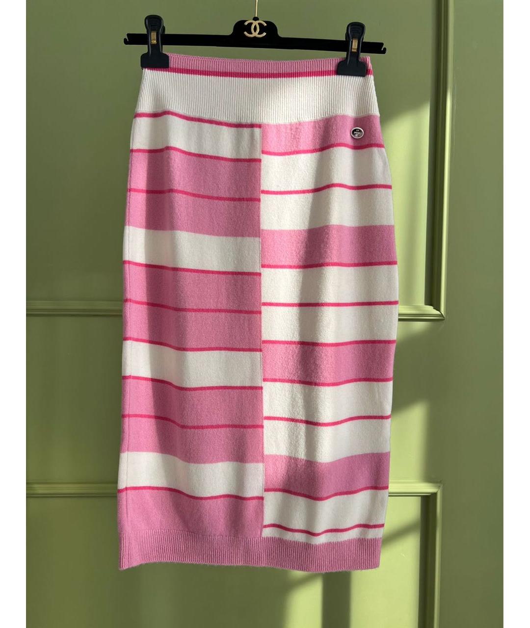 CHANEL Розовая кашемировая юбка миди, фото 8
