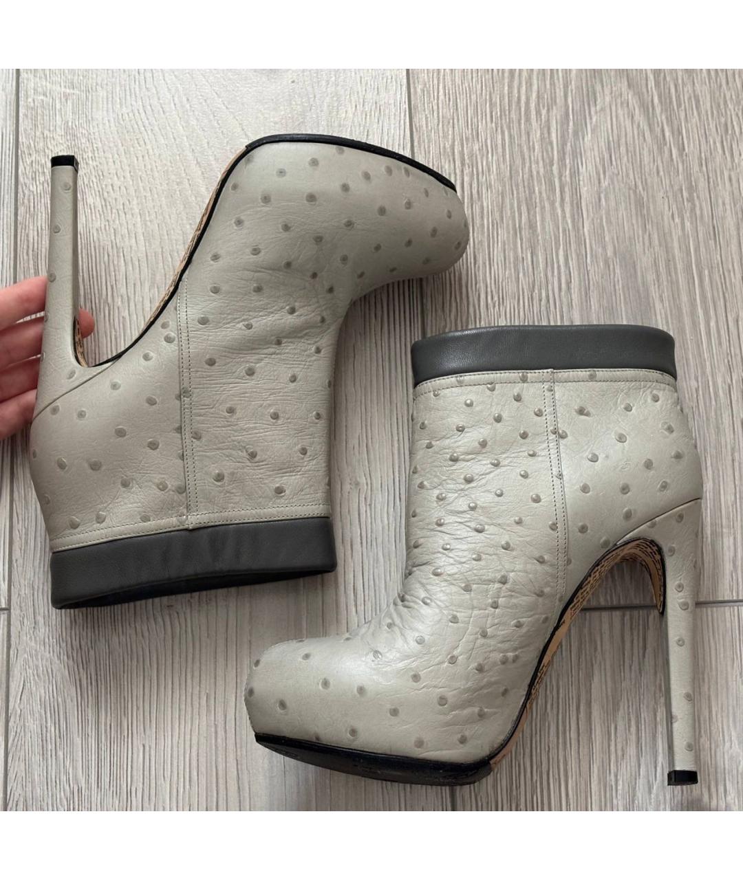 JOHN GALLIANO Серые ботильоны из экзотической кожи, фото 3