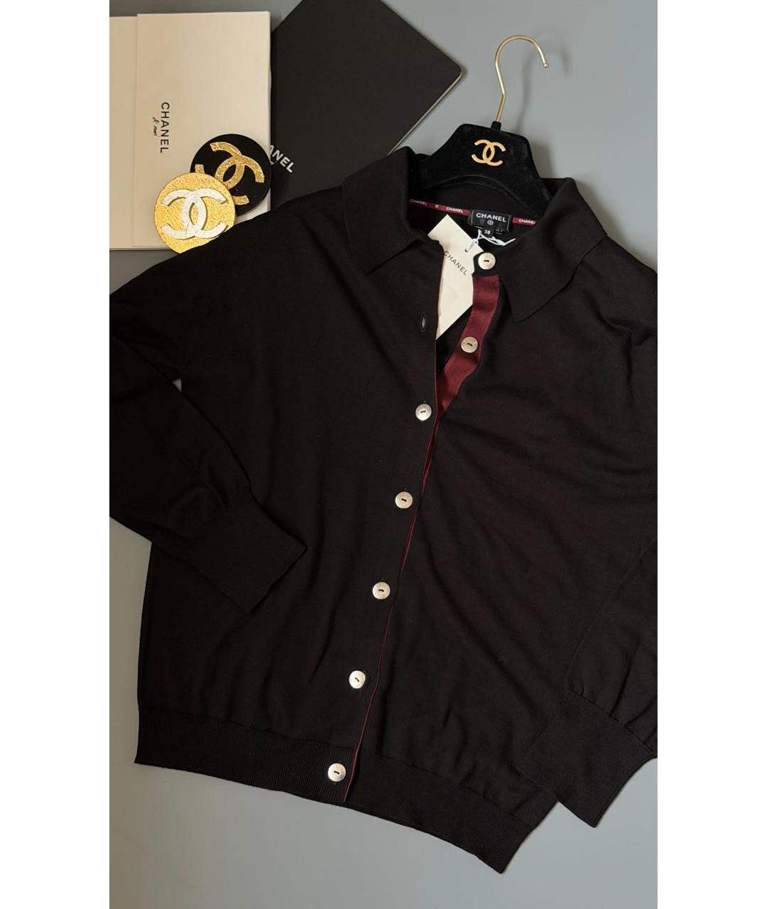 CHANEL Черный шелковый кардиган, фото 2