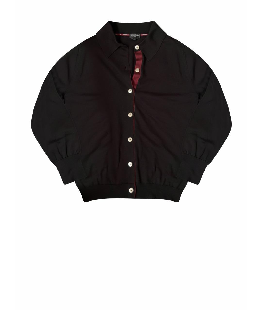 CHANEL Черный шелковый кардиган, фото 1