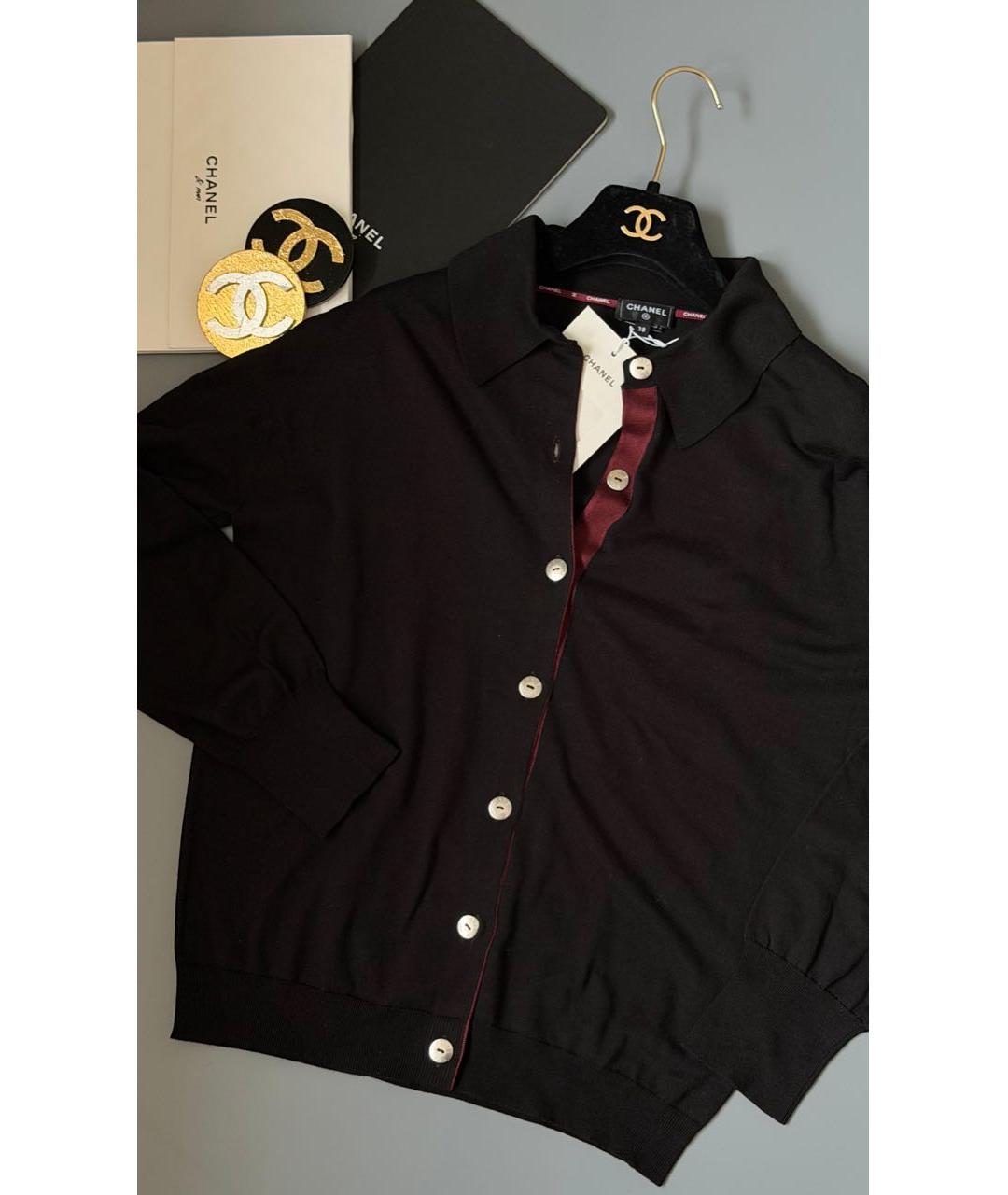 CHANEL Черный шелковый кардиган, фото 3