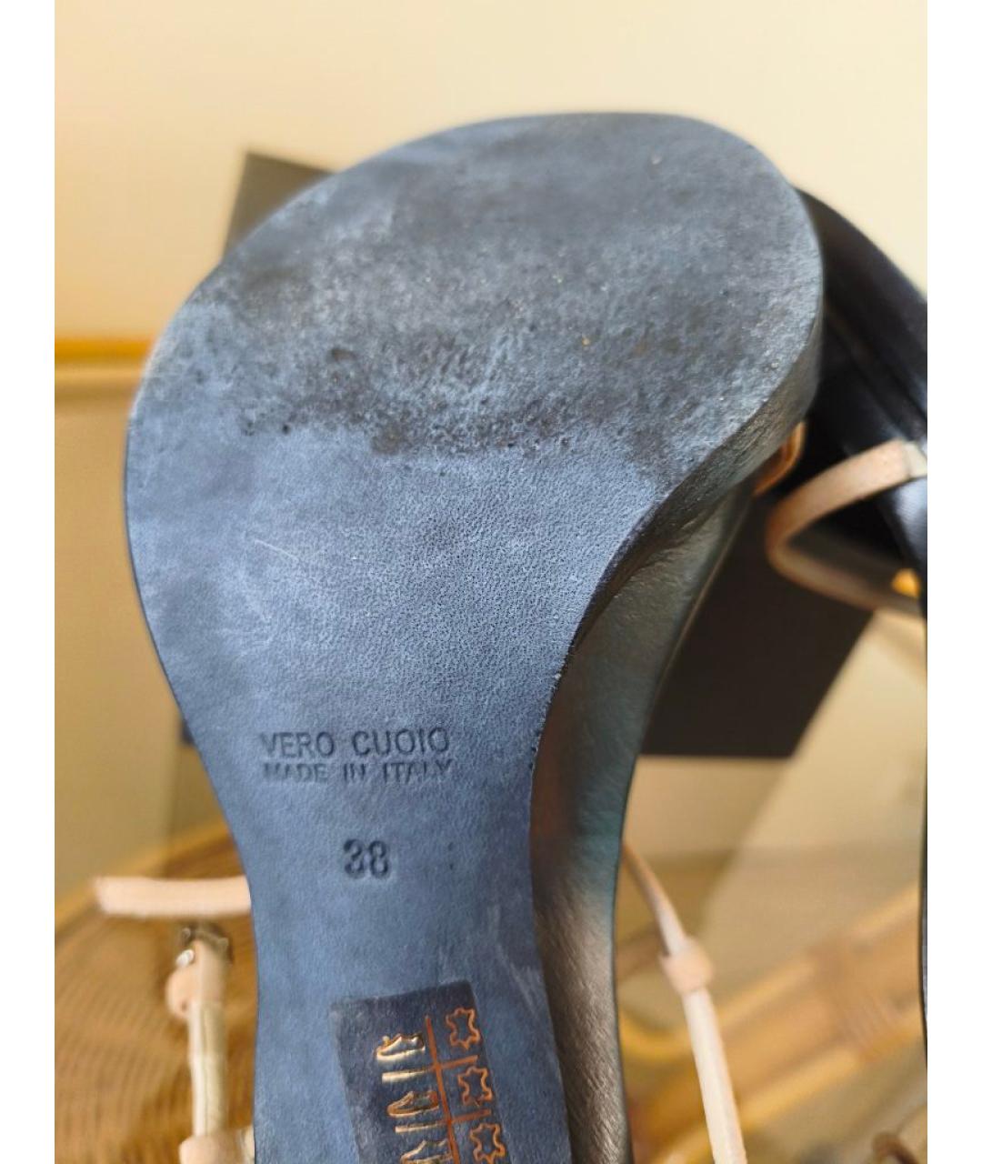 ANN DEMEULEMEESTER Черные кожаные мюли, фото 6