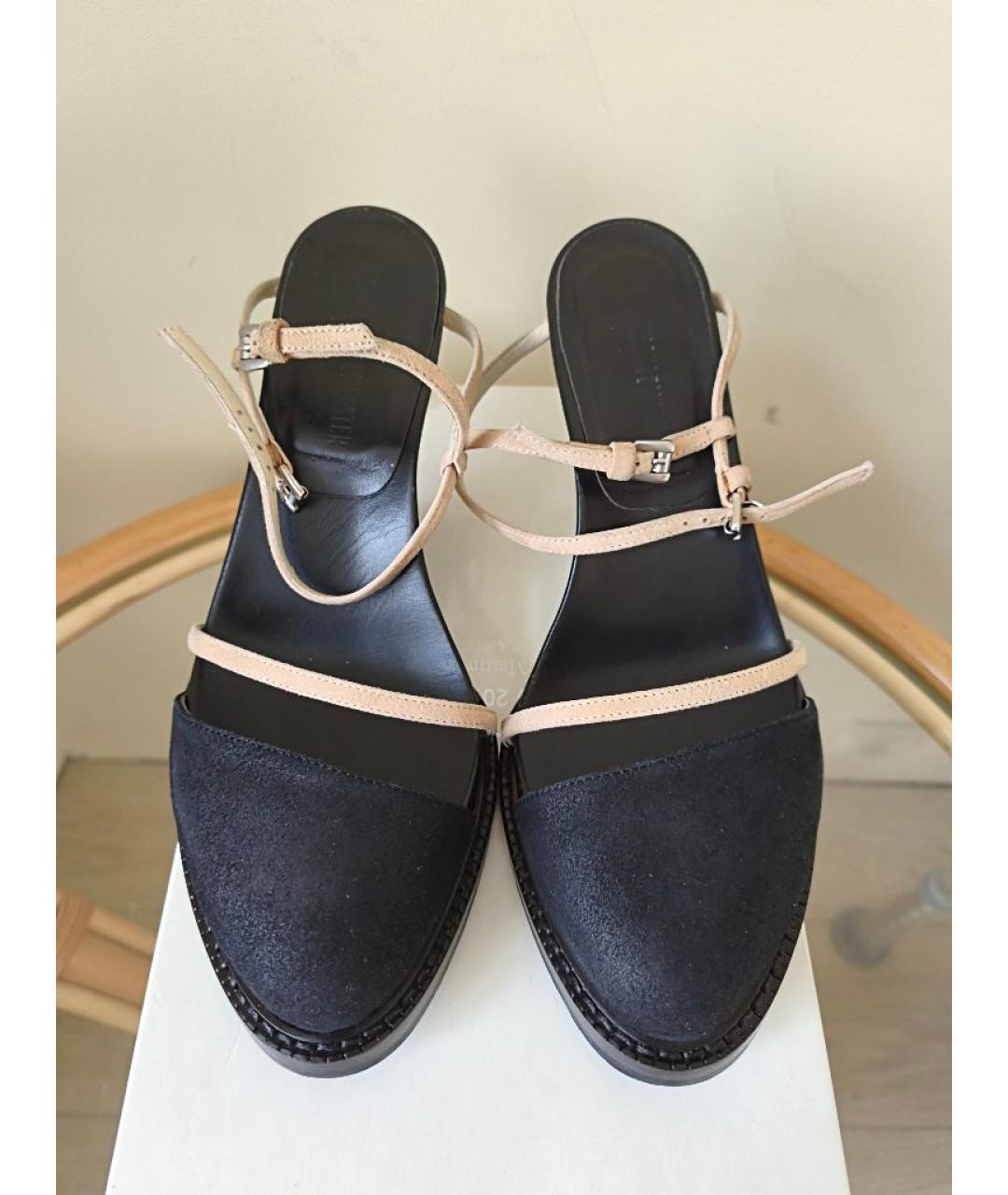 ANN DEMEULEMEESTER Черные кожаные мюли, фото 2