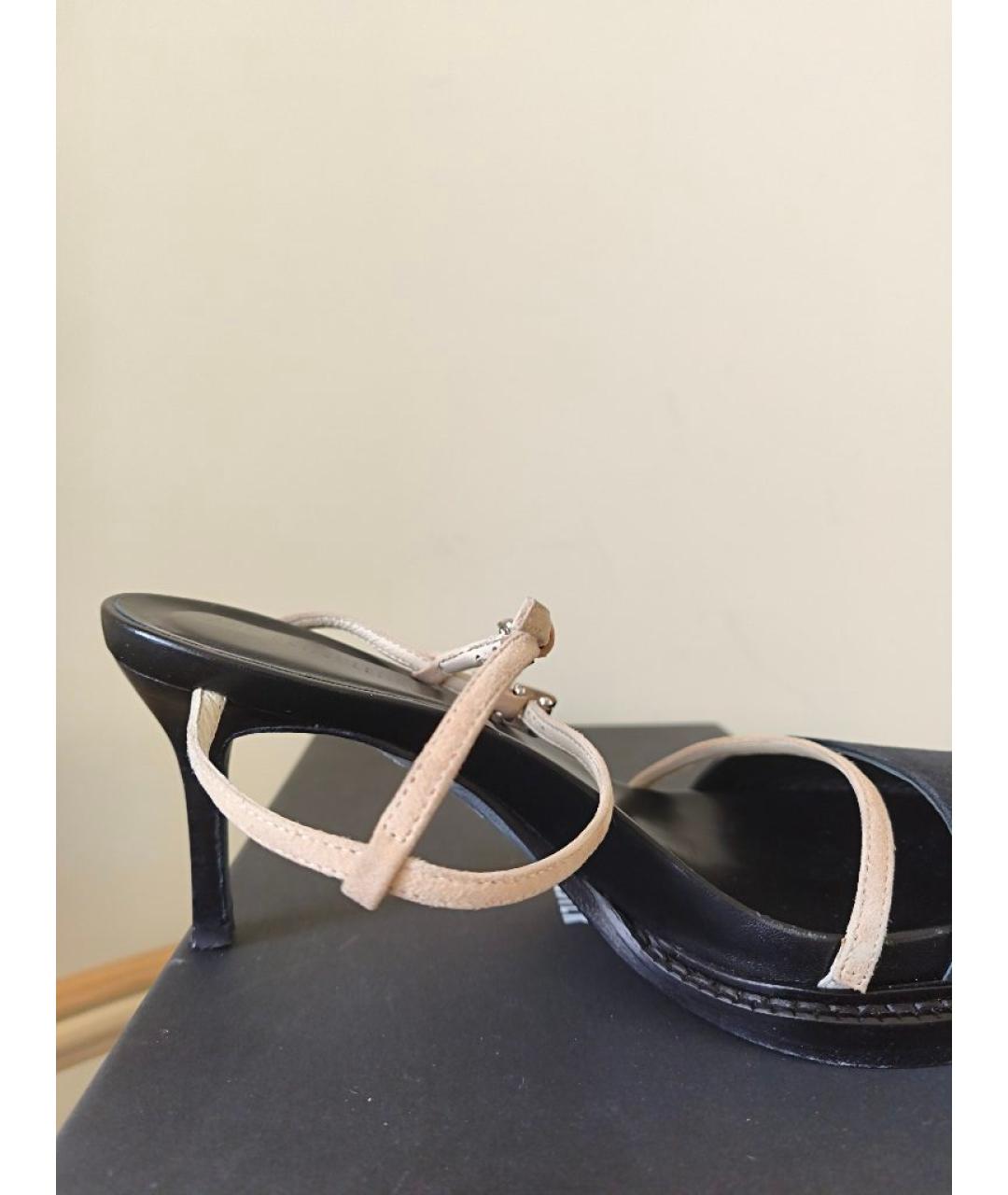 ANN DEMEULEMEESTER Черные кожаные мюли, фото 7