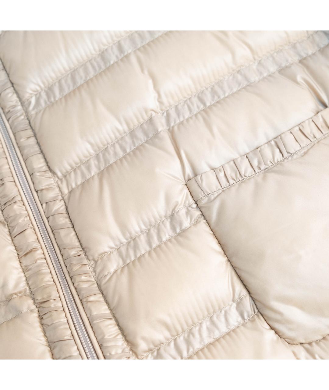 MONCLER Бежевое полиамидовое пальто, фото 4