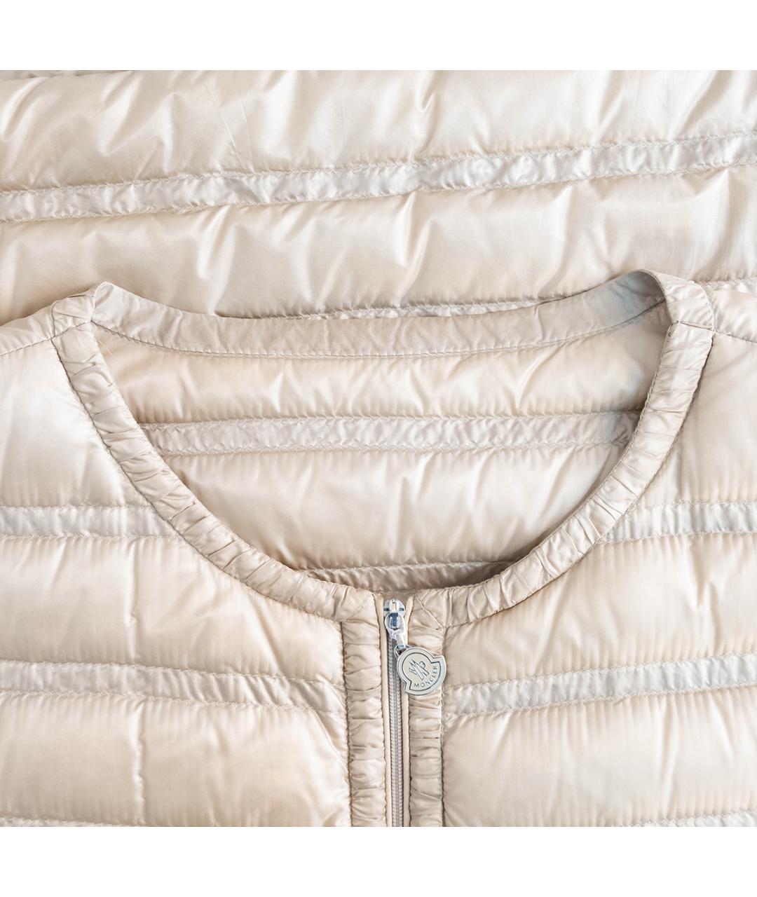 MONCLER Бежевое полиамидовое пальто, фото 3