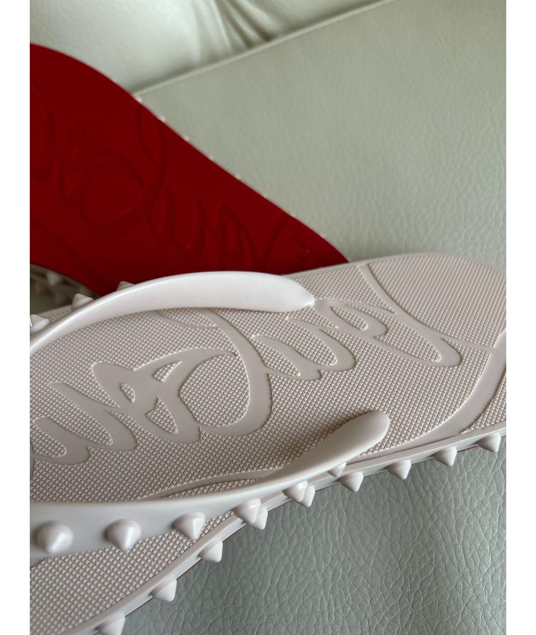 CHRISTIAN LOUBOUTIN Бежевые резиновые шлепанцы, фото 7